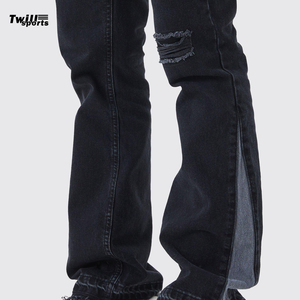 Pantalones Vaqueros Anchos de Mezclilla con Parches, Estilo Retro Hip Hop, Corte Recto y Desgastado, Colección 2026 para Hombre - Product Image 6