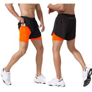 Vente en gros de shorts de sport pour hommes shorts de sport élégants à 2 couches logo personnalisé short de course athlétique 2 en 1 à séchage rapidelivraison DDP - Product Image 4
