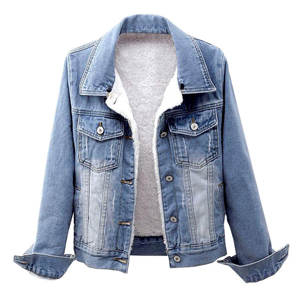 Women Winter Autumn Detachable Hat <b>Hoodie</b> Jacket <b>Sherpa</b> Fur Fleece <b>Lined</b> Jean Trucker Jacket Coat for Ladies - Product Image 2