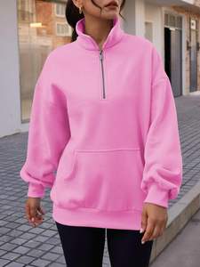 Sudadera con media cremallera y logotipo personalizado al por mayor y ropa informal para mujer, sudadera con media cremallera para mujer - Product Image 3