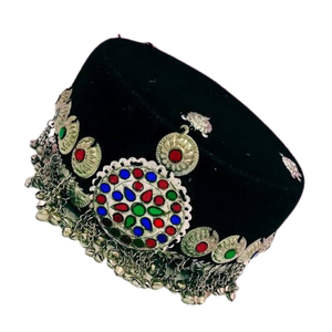 Gorras de Estilo Étnico Afgano para Mujer con Decoración de Joyería Afgana Hecha a Mano, Gorras Bordadas a Mano para Mujer, Ropa Casual para Fiestas para Adultos - Product Image 4