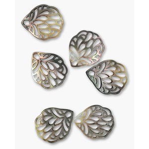 Tapas de cuentas de filigrana con diseño de ala de mariposa, nácar negro - Product Image 1