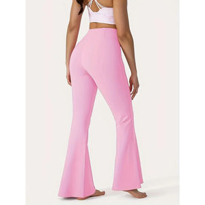 Venta al por mayor cintura cruzada Yoga Flare Leggings Hip Lifting deportes pantalones casuales cintura elástica mujeres Active Wear Flare Legging - Product Image 2