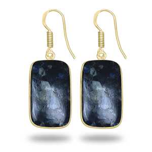 Pendientes de Larvikita Natural de Alta Calidad, Joyería Chapada en Oro para Bodas, Pendientes Colgantes de Piedras Preciosas para Mujer - Product Image 6