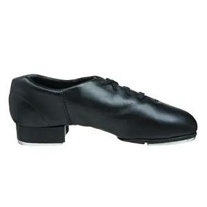 Frauen Flex Master Schwarz Echte Kuh Leder Tap Dance Schuhe Split Sole PU Schnüren Oxford Tap Schuhe Für Männer