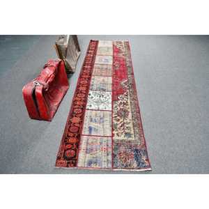 พรมตุรกี 2.6x9 ฟุต (79x273 ซม.) พรมลายทางสีแดงสไตล์วินเทจ - Product Image 1