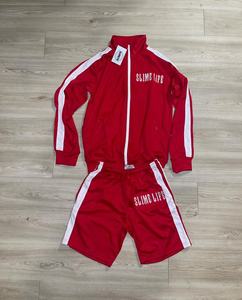 Conjunto personalizado de chaquetas y pantalones cortos con cremallera a rayas laterales, chándal de diseño para hombre, traje de jogging informal personalizado de alta calidad - Product Image 2