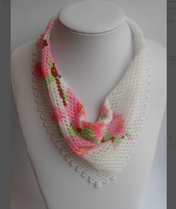 Beautifully Handmade High Quality Unique Western Beaded Scarf <b>Necklace</b>, Fringe Beaded Bandana - Product Image 2