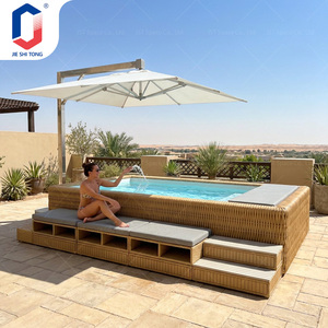 Sofá de Ratán Tejido para Piscina con Diseño de SPA, Equipamiento Completo, Piscina Elevada Pequeña para Terraza Exterior - Product Image 1