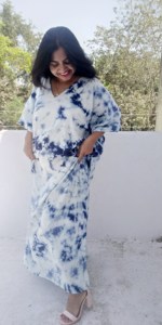 Boho Vintage Maxi <b>Tie</b>-<b>Dye</b> Rayon Kaftan for Women with V-Neck Flare Sleeves Summer Occasion - Product Image 4