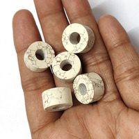 Perles Heishi en pierre d'howlite blanche 14x8mm, trou large de 5mm, forées, hautement polies, 13,5 carats, Iroc Sales pour la fabrication de bijoux et bracelets