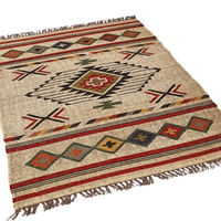 Hand gewebte natürliche Jute Kelim Teppiche Böhmisches türkisches Design Wolle Jute Teppiche Home Decorative Custom Size Indien Zimmertür Dekoration