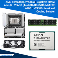 Conjunto AMD Threadripper 9980X + Gigabyte TRX50 AERO D 256GB/512GB DDR5