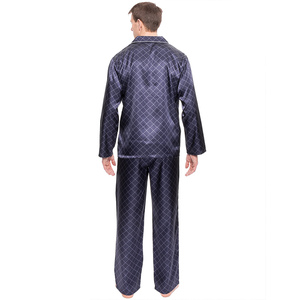 Pijamas De Hombre A rayas Súper suaves y cómodos 100% pijamas de seda pura calidad de tela satinada con precio razonable - Product Image 2