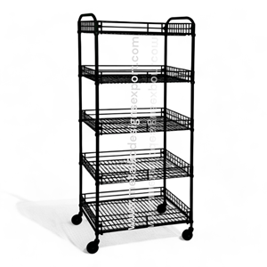 Almacenamiento de metal rodante de 5 niveles con cestas para cocina, organizador de gabinete de especias y uso de despensa - Product Image 2