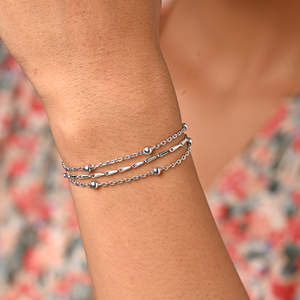 Bracelet multi-chaînes en argent pur 925 CLARA, plaqué or rhodié, pour fêtes, mariages, cadeaux, avec diamant et perle - Product Image 5