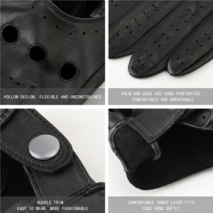 Gants de conduite professionnels en cuir d'agneau italien pour hommes avec logo personnalisé Gants en cuir uni pour les voyages d'hiver - Product Image 3