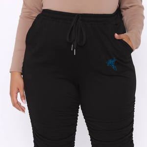 Joggers de lana de seda de cintura alta para mujer, pantalones de chándal de primavera lavados planos XL, cintura media, ajustados, Patchwork High Street - Product Image 3