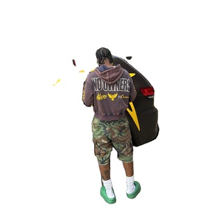 เสื้อครอปแบบมีฮู้ดสำหรับผู้ชายเสื้อครอปขอบล่างไม่มีเชือกรูดแบบเรียบๆโลโก้ออกแบบได้ตามต้องการ - Product Image 6