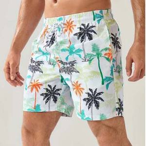 Alta calidad verano rápido algodón y poliéster cintura elástica traje de baño playa pantalones cortos hombres precio barato logotipo personalizado tablero playa pantalones cortos - Product Image 2