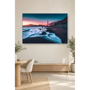 สะพานฟิดา โกลเด้น เกต บริดจ์ ที่ทไวไลท์และร็อคกี้โคสต์ ภาพพิมพ์บนผ้าใบ - Product Image 4