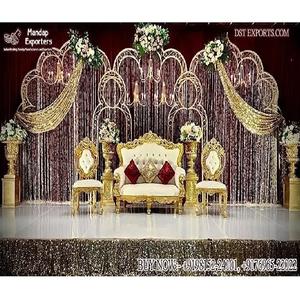 งานแต่งงานต้อนรับเวทีโลหะทองขาตั้งฉากหลังโลหะกลับผนังแผงสําหรับงานแต่งงานงานแต่งงานตกแต่งเวทีโลหะแผง - Product Image 1