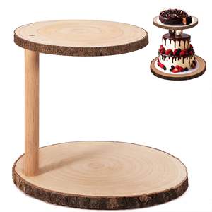 Nevy Blue Color 2 <b>Tier</b> Wooden Round <b>Cake</b> <b>Stand</b> Flower Romantic Handmade Customized Items - Product Image 5