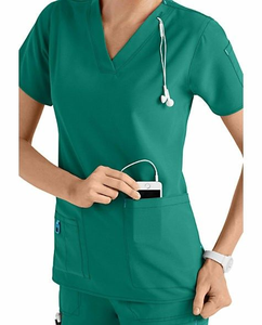 NEO Seguridad Enfermería Scrubs Deportes modernos Cuello en V Scrub Pantalones Spandex Médico Scrub Uniforme Mujeres - Product Image 4