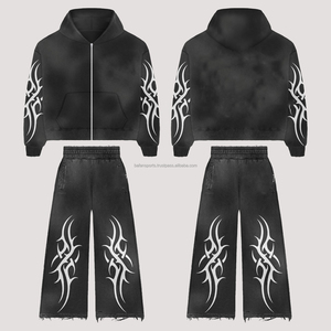 Respirant de haute qualité 100% coton impression personnalisée Jogging piste survêtement hommes survêtement survêtement à capuche ensemble survêtements pour hommes - Product Image 1
