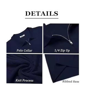 Nouveau polo à demi-fermeture éclair pour hommes avec motif texturé en tissu très confortable au prix de gros - Product Image 4