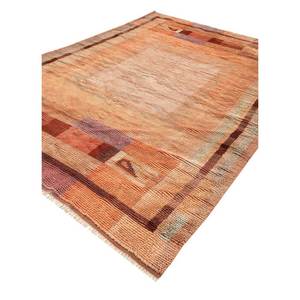 Alfombras de Lana Anudadas a Mano Zuri, Diseño Geométrico Rojo Naranja para el Hogar, Rectangulares de 9x12, para Sala de Estar, Dormitorio, Espacio Juvenil - Paem-701 - Product Image 2