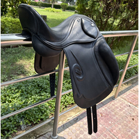 Selle de dressage en cuir anglais de qualité supérieure pour chevaux Selle de cheval à gueule en cuir véritable Taille 15 pouces