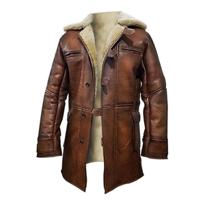 Comprar abrigos de piel de oveja vintage de alta calidad forro de lana real puños acanalados chaqueta de bombardero de invierno cálida con estilo - Product Image 3