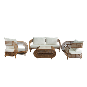 Giá thấp tùy chỉnh thiết lập 4 nastro <span class=keywords><strong>Sofa</strong></span> khung thép tổng hợp wicker hiện đại thân thiện với môi trường thoải mái phòng khách trong nhà ngoài trời - Product Image 1