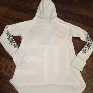 Women Premium White Color <b>Thermal</b> Hooded <b>Fleece</b> Eco-Friendly Long Sleeve Relaxed Fit Hoodie with Front Pocket Embroidery - Product Image 2