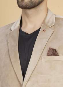 High on Demand Beige <b>Mens</b> Casual <b>Velvet</b> <b>Blazer</b> Classic Design <b>For</b> Professional And Daily Use Available At Wholesale Price - Product Image 3