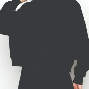 Sudadera con capucha con cremallera completa esencial para mujer negro 69% viscosa 26% poliéster 5% Elastano salón Puff estampado liso teñido invierno con capucha en la espalda - Product Image 6