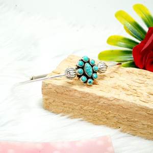 Bracelet en argent Sterling 925 fait à la main Turquoise Gemstone réglable bijoux en argent naturel pour cadeau Bracelet à la mode - Product Image 3