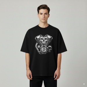 Camiseta de punto personalizada ropa de calle con estampado gráfico Vintage Hip Hop de gran tamaño para hombres al por mayor peso pesado 100% algodón camiseta polar - Product Image 5