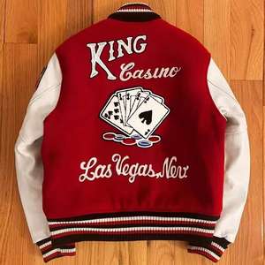 Vestes universitaires personnalisées pour hommes, vestes de baseball chaudes d'hiver, bombardiers, manches en cuir, logo brodé en chenille, tissu universitaire - Product Image 2