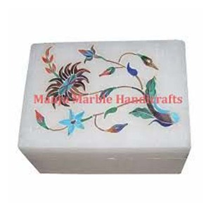 Caja de incrustaciones de piedras preciosas curvadas a mano con diseño Multicolor con concha de mar perla madre arte Floral almacenamiento duradero para decoración del hogar - Product Image 3