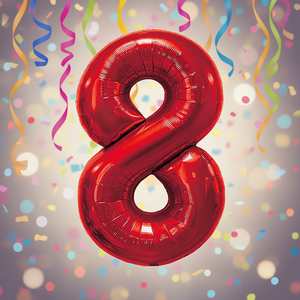 Globo de Fiesta con Número Rojo N8 de 100cm, Paquete de 12 Unidades - Product Image 3