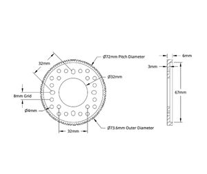 อะลูมิเนียมซีรีส์ 4302, MOD 0.8, เฟืองติดตั้งบนดุม (รูขนาด 32 มม., 90 ฟัน) สำหรับหุ่นยนต์ STEM REV WCP FTC FRC - Product Image 2