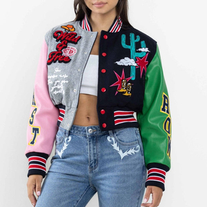 เสื้อแจ็คเก็ตสตรีทไฮสตรีทเสื้อครอปทีมมหาวิทยาลัยเสื้อแจ็คเก็ตเบสบอลเสื้อครอปสำหรับผู้หญิง - Product Image 6