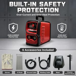 เครื่องเชื่อมพกพา MMA 250 ดิจิตอล แบบใช้ลวดเชื่อม IGBT พร้อมหน้ากาก ที่หนีบ และหัวเชื่อม สำหรับซ่อมแซมโลหะ - Product Image 2