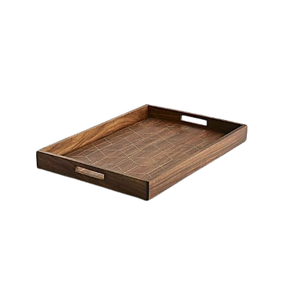 Bandeja de servicio de madera de acacia con acabado natural al por mayor bandeja de desayuno con asa para uso doméstico y en la cocina - Product Image 5