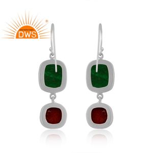 Pendientes colgantes de plata de ley oxidada de la mejor calidad, jaspe rojo Natural y piedra preciosa de Jade verde, joyería personalizada para regalo de mujer - Product Image 4