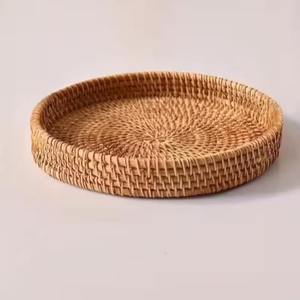 Bandeja Redonda Decorativa de Mimbre y Conchas Marinas, Estilo Boho, para Decoración de Salón y Comedor, Regalo Especial para las Fiestas - Product Image 4