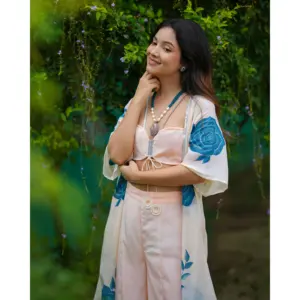 Ensemble Sharara pour femmes, style vintage, à motifs floraux, de couleur marron, tenue ethnique de fête, pour la vente en gros et l'exportation - Product Image 5