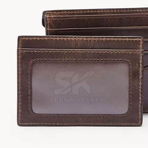 Customizable Designed Genuine Leather Single Shade <b>Trifold</b> <b>Wallet</b> 2026 Wholesale Premium Quality Leather Single Shade - Product Image 2